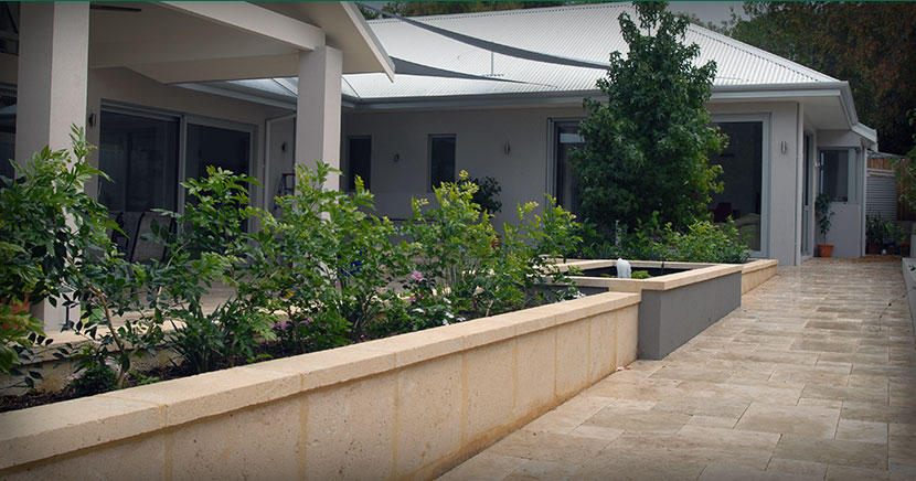 Completed Perth landscape with paving and planting